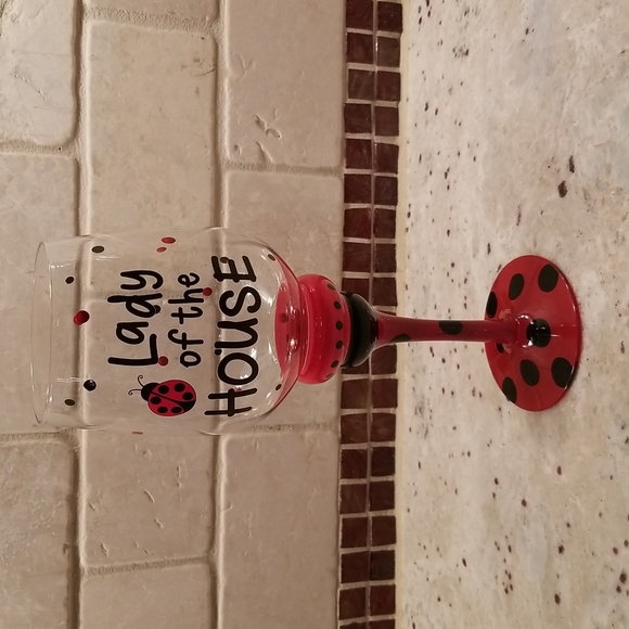 Ladybug "Lady of the House" Stemmed Glass - Picture 1 of 6